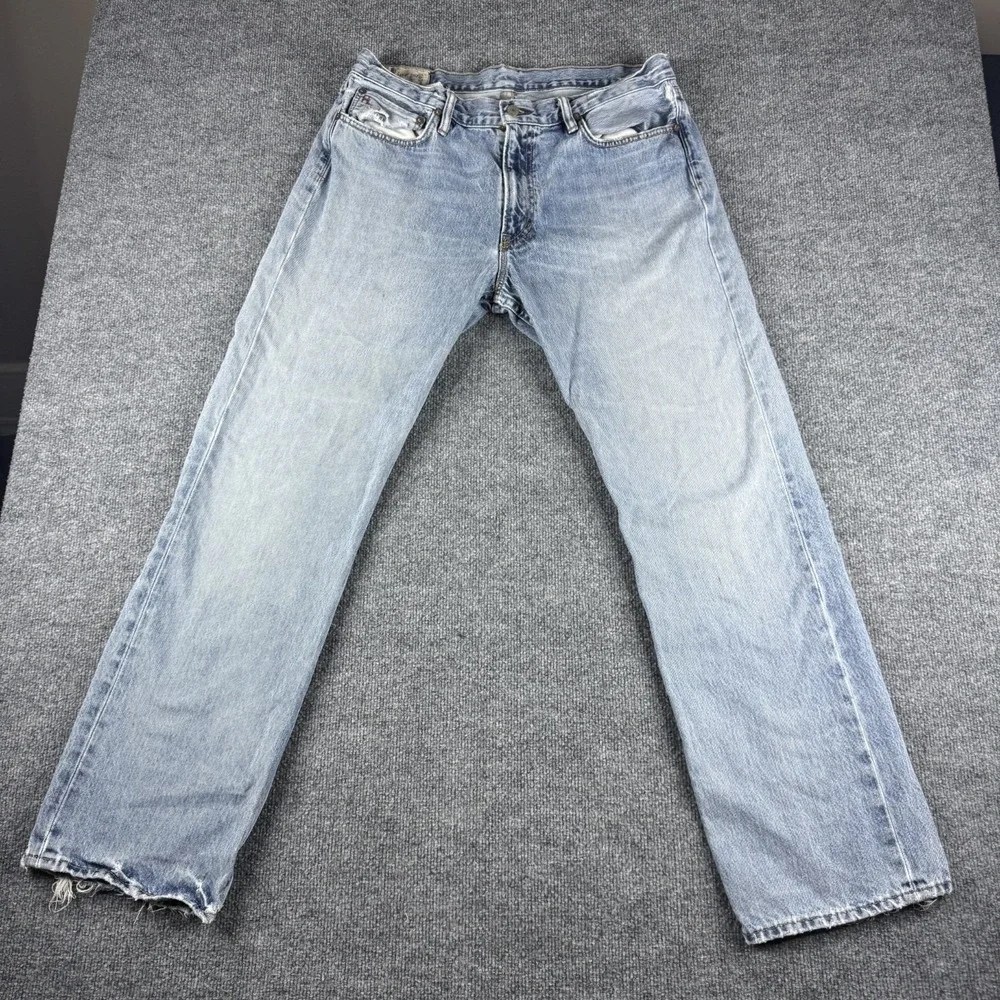 Polo Ralph Lauren Jeans Mens 35x32 Blue Cotton Denim Straight Baggy Workwear